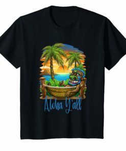 Aloha Yall Tiki Beach T-Shirt Hawaii Vacation Group Shirt