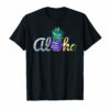 Cute Aloha Hawaii Pineapple Mermaid Purple Girl Women Tshirt