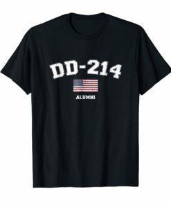 DD-214 US Armed Forces Alumni USA Flag Vintage T-Shirt