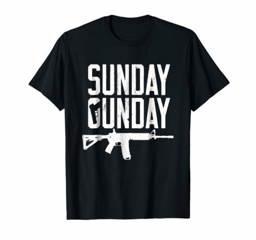 Distressed Sunday Gunday AR15 Gun T Shirt