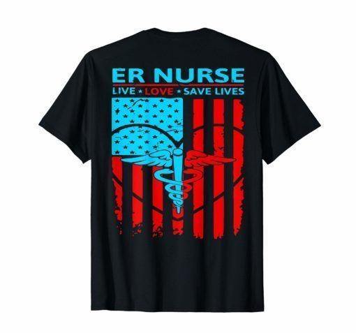 ER Nurse Distressed American Flag Short Tshirt