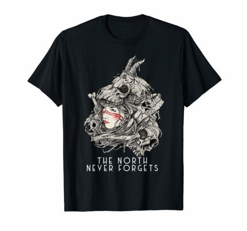 Free Folk Girl with skull - The North never Forgets T-shirt