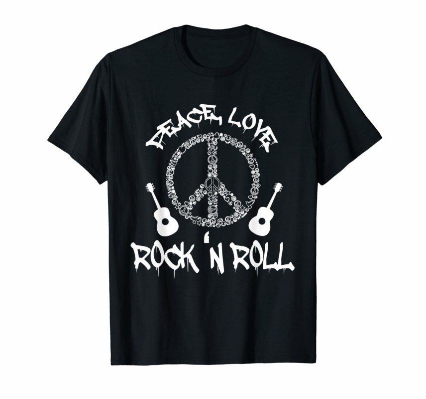 Funny Rock'n Roll T-Shirt Peace Love and Rock and Roll Tee ...