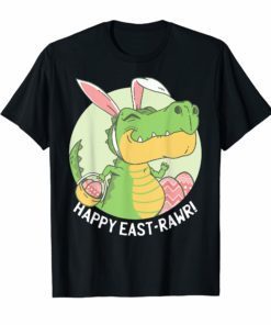 HAPPY EASTRAWR Shirt T Rex Dinosaur Easter Bunny Egg Kids
