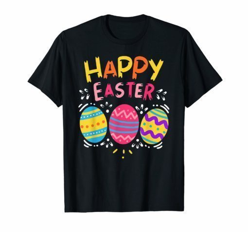 Happy Easter Day T-Shirt Colorful Dye Egg Hunting Cute Shirt