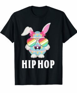 Hip Hop Bunny Flag Sunglasses Cute Easter T-Shirt Gift Kids