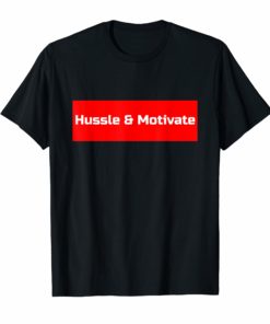 Hussle and Motivate Hip Hop Red Box Style T-Shirt