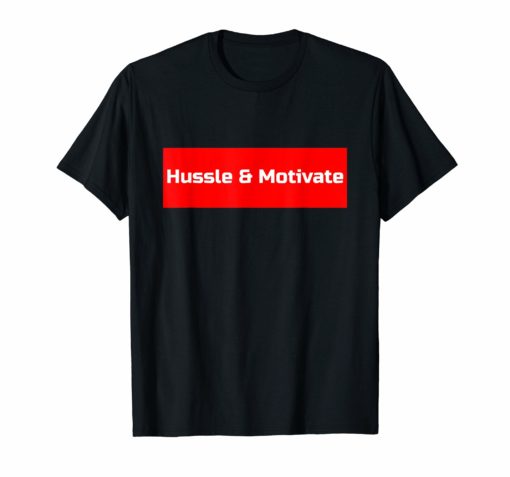 Hussle and Motivate Hip Hop Red Box Style T-Shirt
