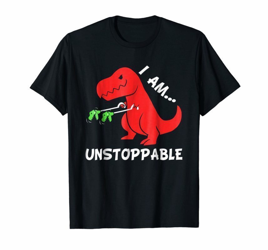 I Am Unstoppable - Funny T-rex Dinosaur Xmas T-Shirt - Reviewshirts Office