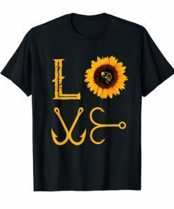 I love fishing and sunflower T-Shirt funny fisherman Gift