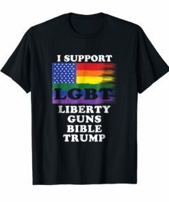 I support LGBT Liberty Guns Bible rainbow color T-Shirt