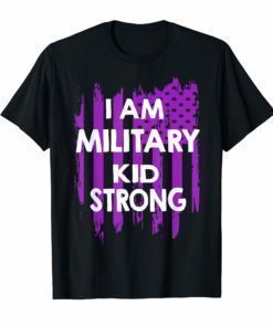 I'm Military Kid Strong American Flag Purple Up Shirt Tee