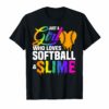 Just A Girl Who Loves Softball and Slime Gift Kids T shirt