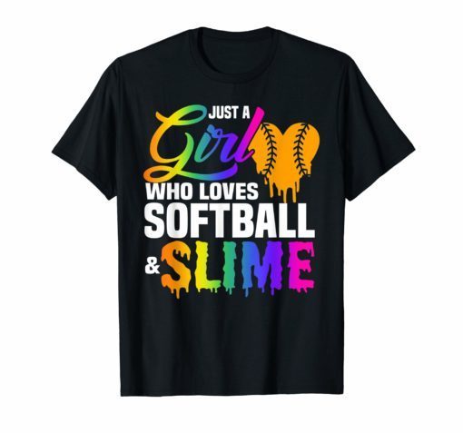 Just A Girl Who Loves Softball and Slime Gift Kids T shirt