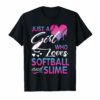 Just A Girl Who Loves Softball and Slime T shirt Gift