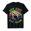 Live fast eat Trash Funny Raccoon Camping Vintage tee shirt