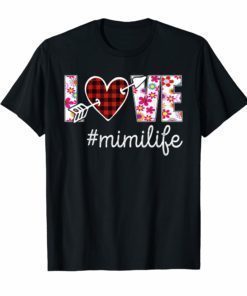Love Mimi Life #Mimilife Buffalo Plaid Heart Floral T-Shirt