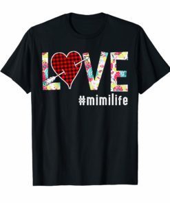 Love Mimi life #mimilife Buffalo Plaid Heart Floral T Shirt