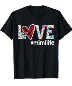 Love Mimi life #mimilife Buffalo Plaid Heart Floral T Shirt