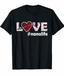 Love Nana Life Nanalife Floral and Plaid color shirt