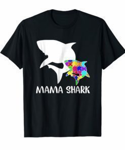 Mama Shark Autism Awareness T-shirt For Mom Mother