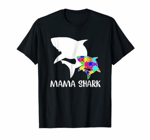 Mama Shark Autism Awareness T-shirt For Mom Mother