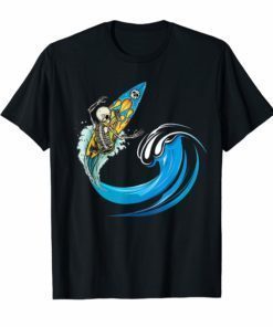 Mens Womens T Shirt Human Skeleton Skull Surfing