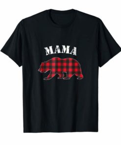 Red Plaid Mama Bear Buffalo Matching Family Pajama Shirt