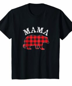 Red Plaid Mama Bear Matching Buffalo Family Pajama T-Shirt