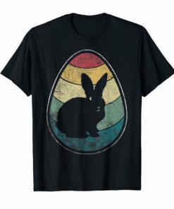 Retro Vintage Bunny Egg Happy Easter T-Shirt Gift