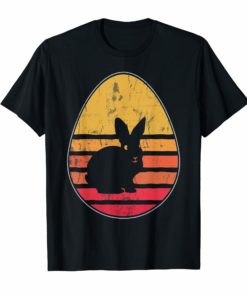 Retro Vintage Bunny Egg Happy Easter T-Shirt Gift Men Women