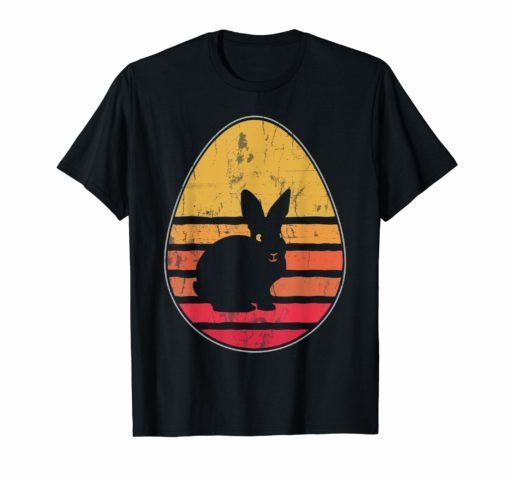 Retro Vintage Bunny Egg Happy Easter T-Shirt Gift Men Women