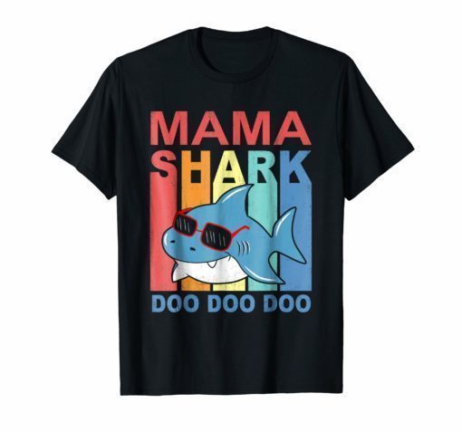 Retro Vintage Mama Shark TShirt Gift Mommy Grandma Mom