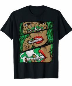 Roll It Lick It Smoke It Marijuana Black Woman Weed T-Shirt