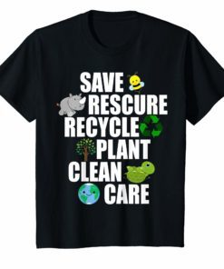 Save Bees Rescue Animals Recycle Plastic Tee Shirt Earth Day