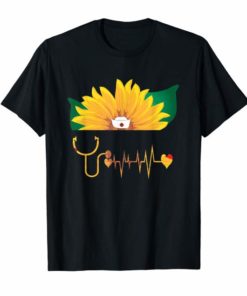 Sunflower With A Nurse Heartbeat Hippie Sunshine T Shirt