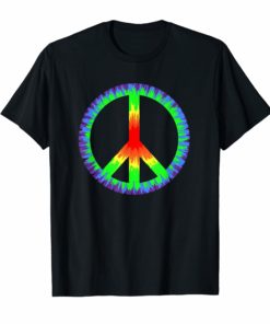 Tie Dye Color Peace Sign Tshirt - 60s 70s Retro T-Shirt