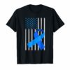 USA Flag blue Ribbon Child Abuse Prevention month Shirt Tees