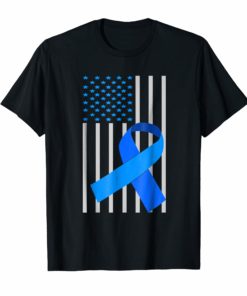 USA Flag blue Ribbon Child Abuse Prevention month Shirt Tees
