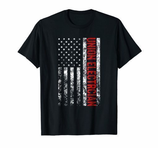 Union Electrician Shirt With A Vintage American Flag