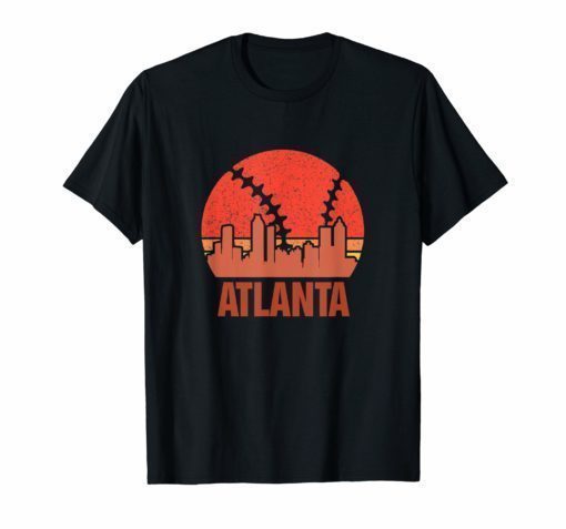 Vintage Atlanta Baseball Cityscape Retro 70s 80s Gift Shirt