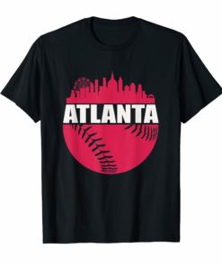 Vintage Downtown Atlanta Georgia Skyline Baseball T-Shirt