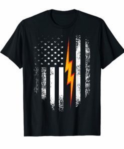 Vintage USA Electric American Flag T-Shirt Lineman Cool Gift