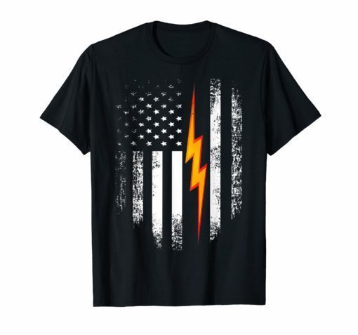 Vintage USA Electric American Flag T-Shirt Lineman Cool Gift
