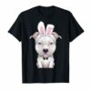 White Pit Bull Terrier in the Easter Bunny Costume T-Shirt