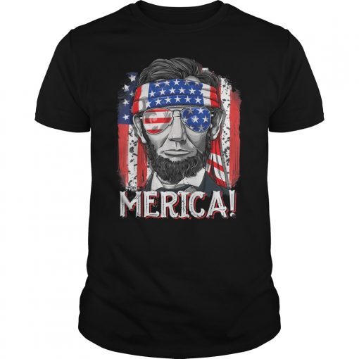 4th of July Shirts for Men Merica Abe Lincoln Women Tee Shirt