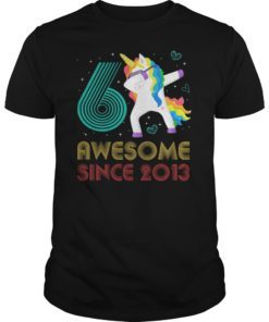 6 Years Old 6th Birthday Unicorn Dabbing TShirt
