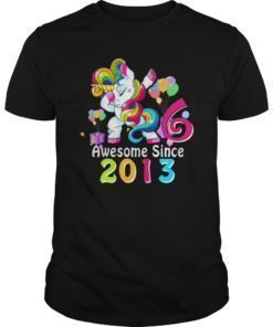 6 Years Old 6th Birthday Unicorn Dabbing Tee Shirt