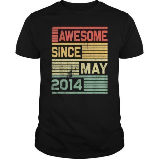 Awesome Since May 2014 Shirt Vintage 5th Birthday Gift Kid