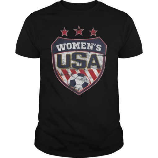 Distressed Soccer T-Shirt for Women With USA Shield